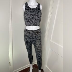 ANTHROPOLOGY ALLFENIX Leopard Print Crop Top and Leggings Set